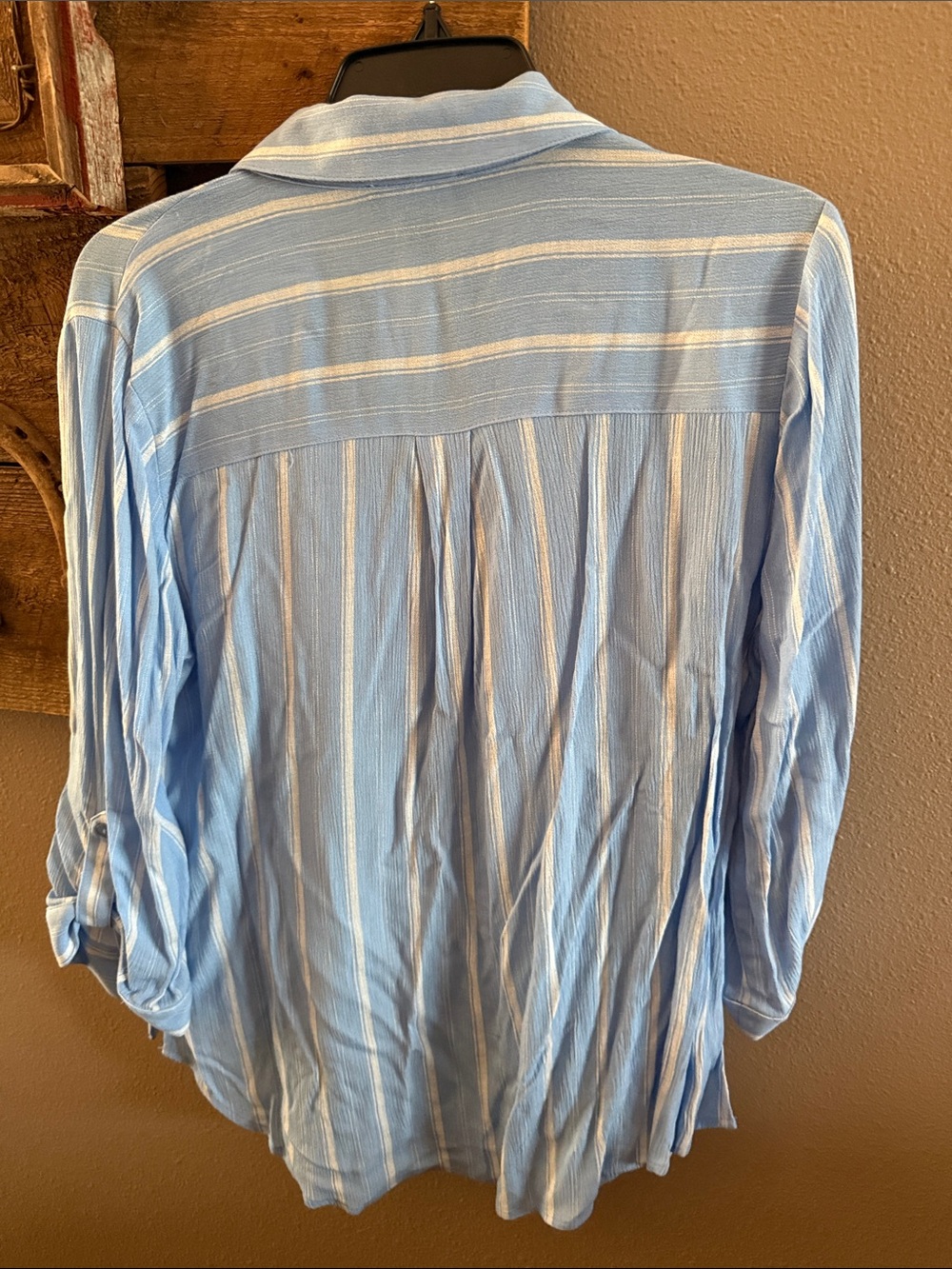 Fortune + Ivy Light Blue Striped Tie-Hem Button Down Shirt - Picture 3 of 4